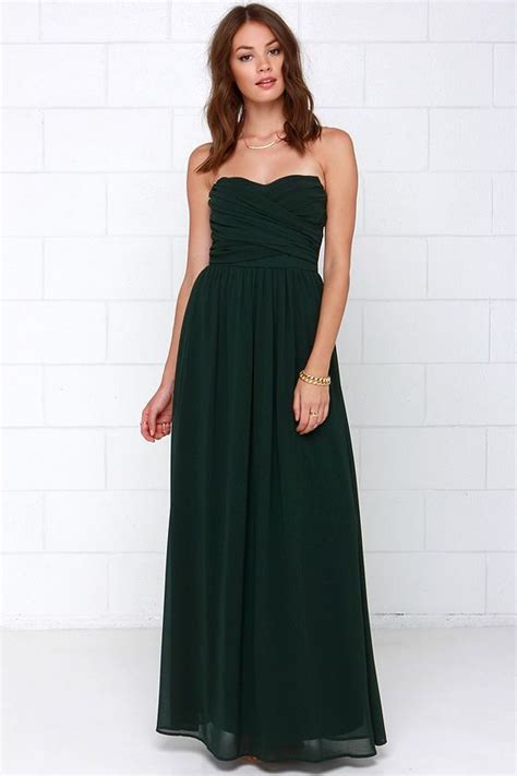 Royal Engagement Strapless Dark Green Maxi Dress Maxi Dress Green