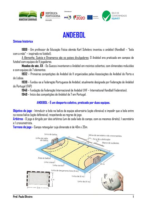 Apoio Teórico Andebol ANDEBOL Síntese histórica 1909 Um professor