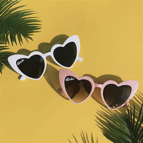 Personalized Cute Bride Heart Sunglasses Babe Custom Heart Etsy