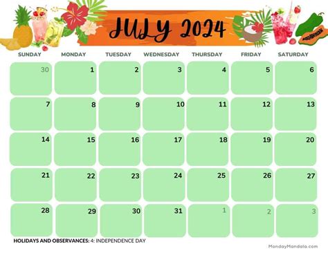 July 2024 Calendar Printable Landscape Alta Tabina