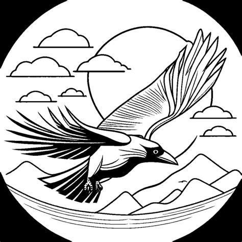 Flying Crow Coloring Page Lulu Pages