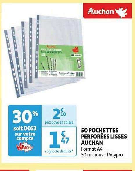 Promo Pochettes Perfor Es Lisses Auchan Chez Auchan Icatalogue Fr