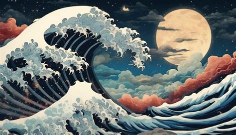 Premium Photo | Tsunami Hyper Realistic Japanese Art Crafting Vibrant ...