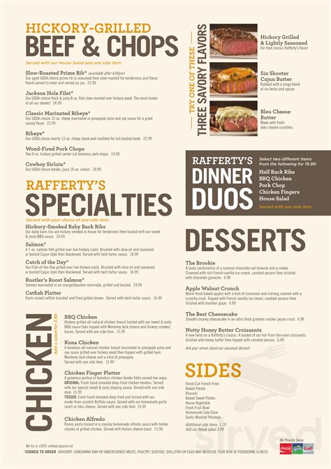 Raffertys Of Paducah Menu In Paducah Kentucky Usa