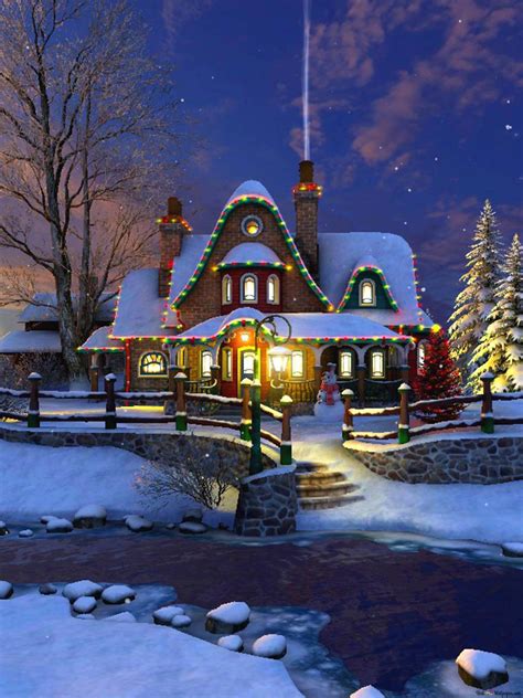 House Decorated for Christmas 2K wallpaper download