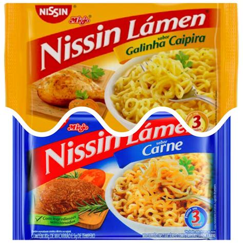 Kit 10 Pacotes Nissin Miojo Lámen Carne Galinha Caipira 85g Atacado