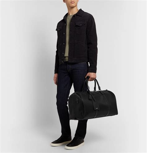 Serapian Leather Trimmed Stepan Coated Cotton Duffle Bag Black Serapian