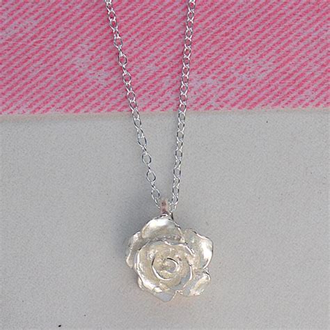 rose flower necklace sterling silver floral pendant dainty jewelry gift
