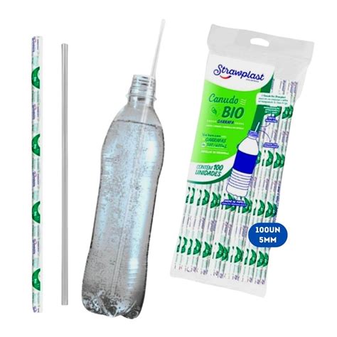 Canudo It s Bio Garrafa Biodegradável Sachê PP Cristal Strawplast 5mm