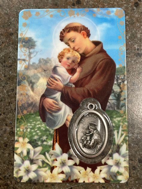 St Anthony Prayer Card With Medal Marytown T Shop