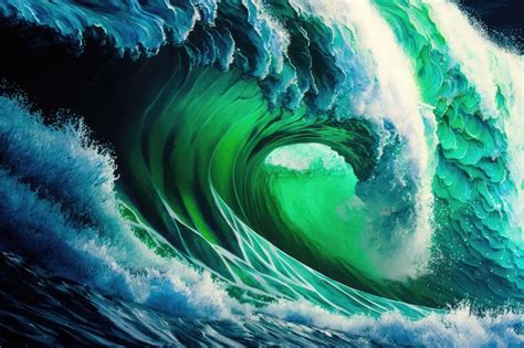 Fondo de olas oceánicas que muestra tonos azules y verdes con gorras