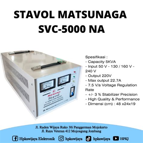 STABILIZER MATSUNAGA 5000 WATT STAVOL SVC 5000N MATSUNAGA 5000VA