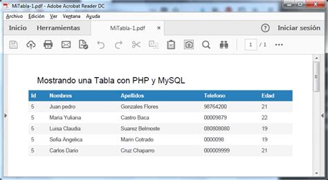 Generar Un Pdf Con Una Tabla Php Y Mysql Baulphp