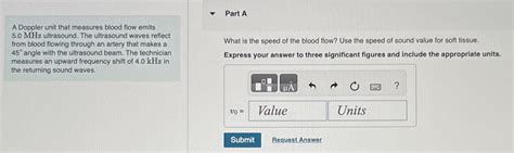 Solved A Doppler Unit That Measures Blood Flow Emits Chegg