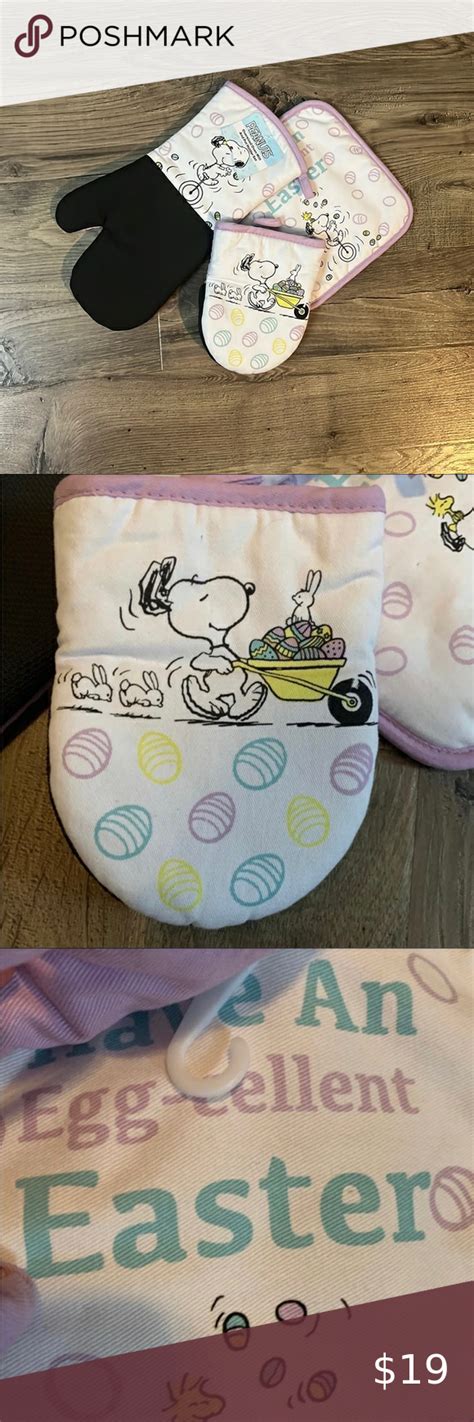 Snoopy Easter Oven Mitts And Pot Holder Set Snoopy Easter Oven Mitts