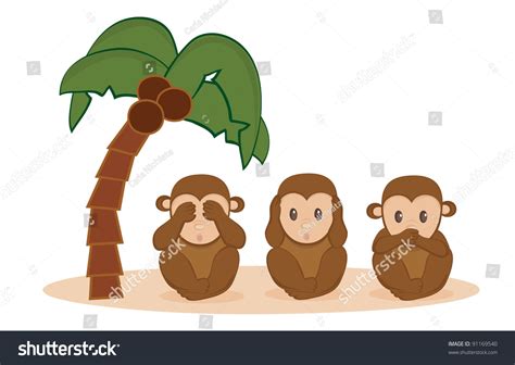 Three Little Monkeys Vector Stock Vector (Royalty Free) 91169540 ...