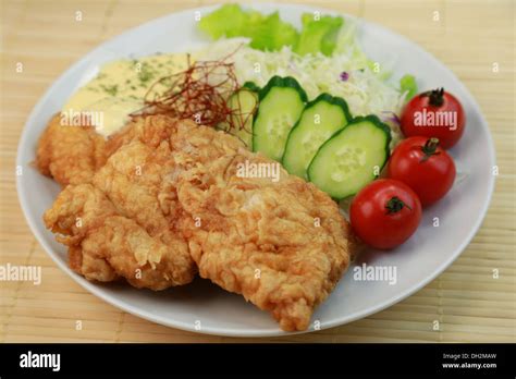 Chicken Nanban Fried Chicken With Tartar Sauce Stock Photo Alamy