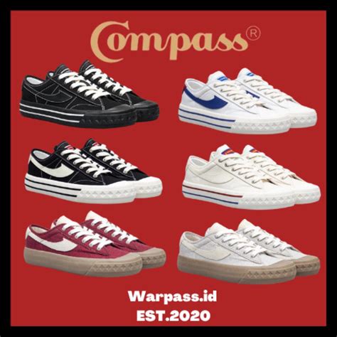 Jual Sepatu Compass Retrograde Low Cream Black White White Blue