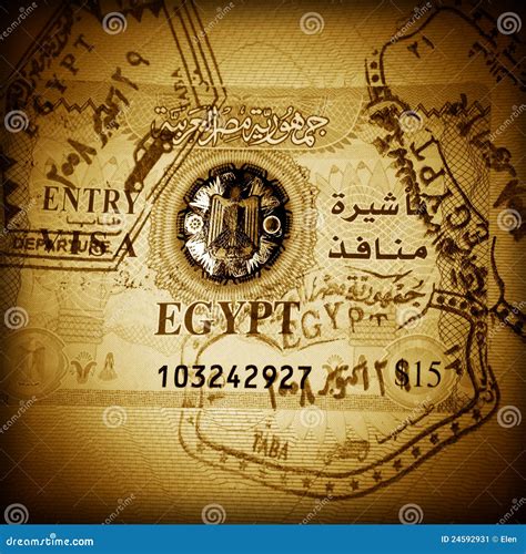 Stamps and Visa of Egypt in Passport Stock Image - Image of foreign