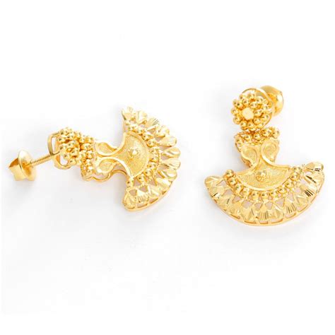 22K Yellow Gold Indian Earrings