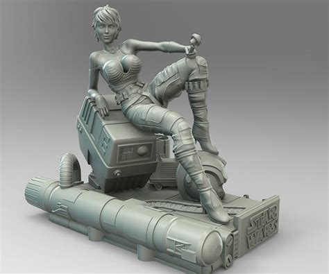 Star Wars Pin Up Sexy Rebel Pilot And Gonk Droid D Model D Printable