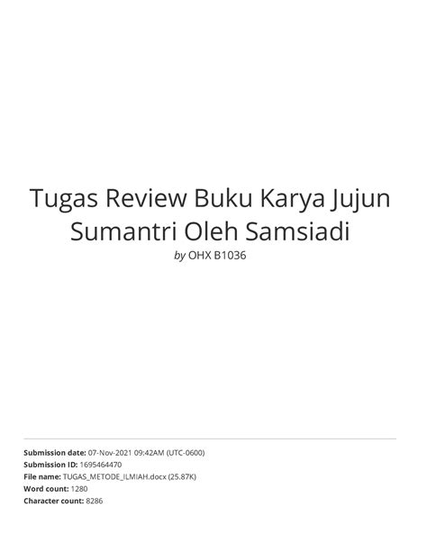 Tugas Review Buku Karya Jujun Sumantri Oleh Samsiadi Blogspot Internet Source Submitted To