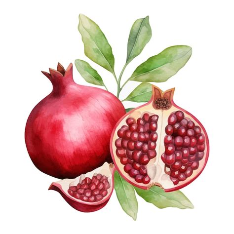 Premium Vector | Pomegranate fruits watercolor clipart