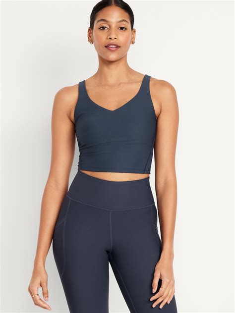 Light Support PowerSoft Rib Longline Sports Bra Old Navy