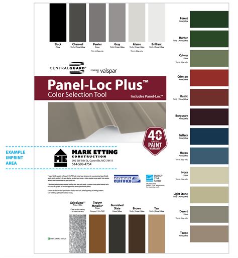 Central States Metal Color Chart Ponasa