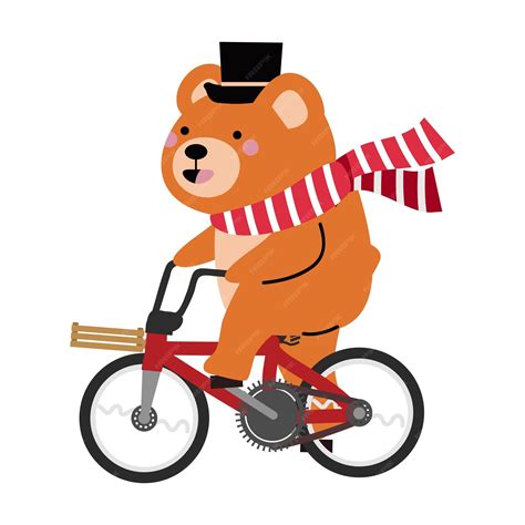Premium Vector Bear Vintage Riding Bike Vector Cartoon