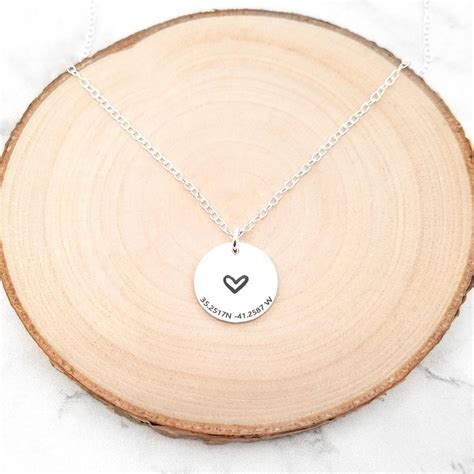 Coordinates Necklace Personalized Location Necklace Sincerely Silver