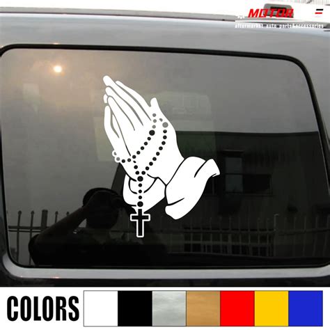 Praying Hands Rosary Beads Decal Sticker Car Vinyl Catholic Christian Pick Size In Car Stickers