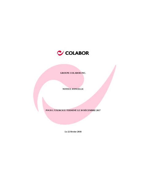 Pdf Groupe Colabor Inc Notice Annuelle Liens Intersoci T S L