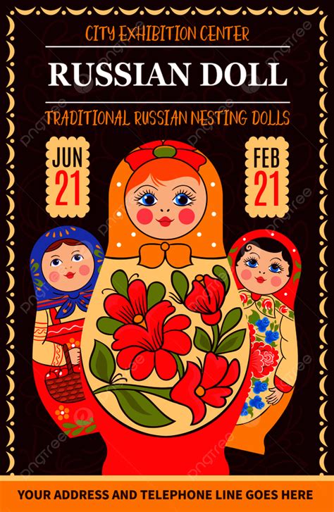 Matryoshka Russian Traditional Poster With Drawn Style Artwork