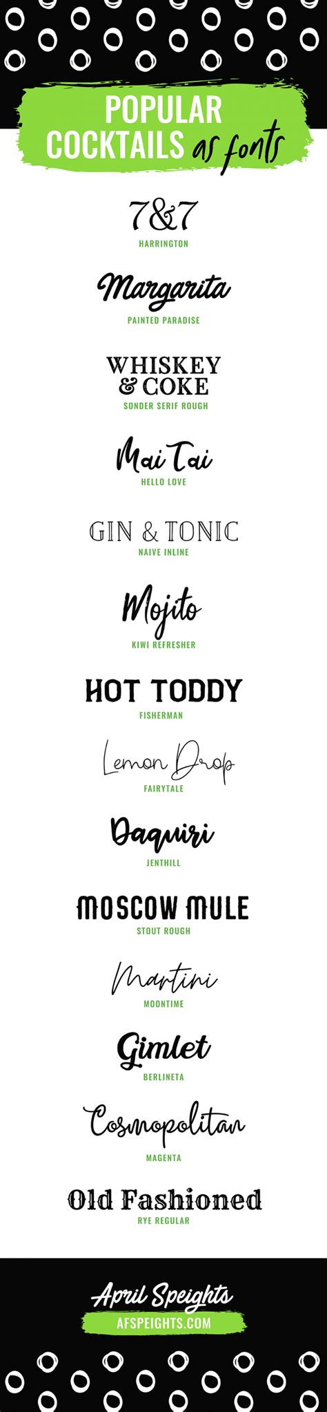 Popular Cocktails as Fonts | April Speights • Graphic Design