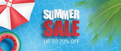 Premium Vector Summer Sale Banner Or Poster Swimming Pool With Palm