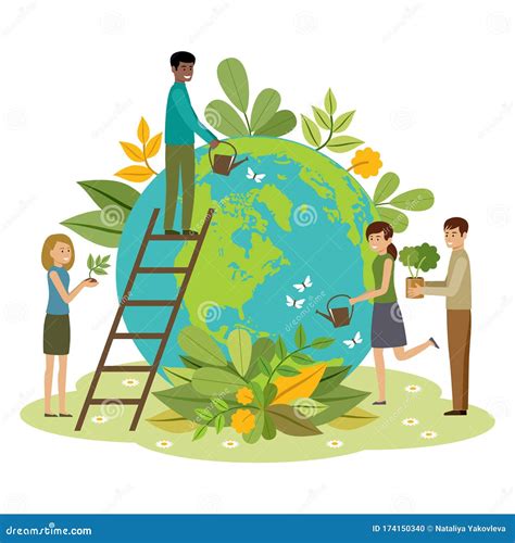 Ecology Concept People Take Care About Planet Protect Nature Earth