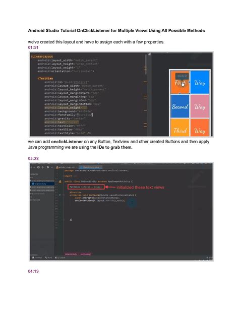 Android Studio Tutorial Assigning OnClickListener To Multiple Views