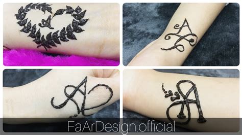 Beautiful A” Letter Mehndi Tattoo Design 4 Different Easy Tattoos