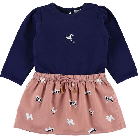 Robe bi matière Fille Collection City imprimé chiens 9 mois de Noukies