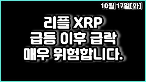 리플 Xrp 급등 이후 급락 매우 위험합니다 Youtube