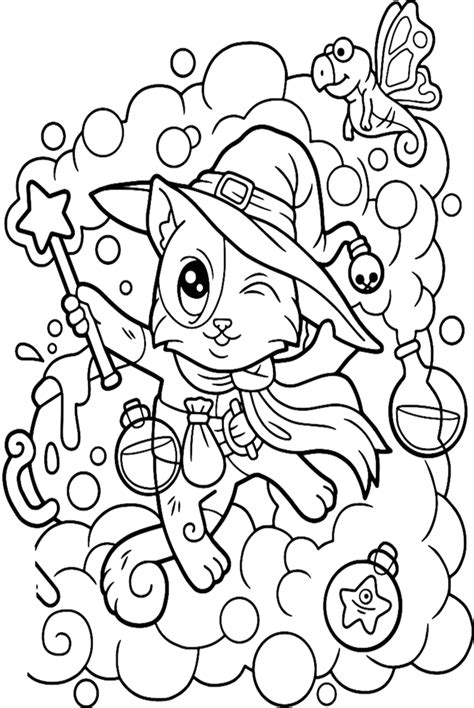 Witch Cat Coloring Pages