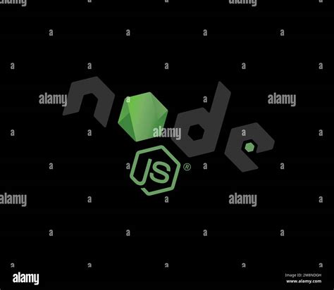 Node. js, rotated logo, black background B Stock Photo - Alamy