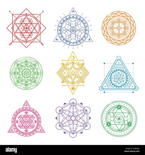 Collection Of Colored Sacred Symbols Vector Elements Stock Vector Image