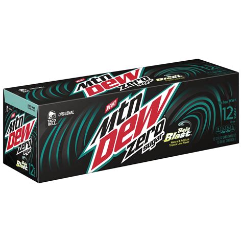 Fresh 12 Pk Mountain Dew Baja Blast Zero Sugar Soda Emporium