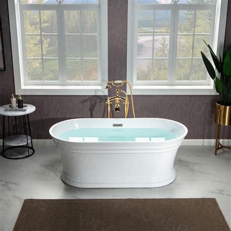 WOODBRIDGE Vineland 59 In Acrylic FlatBottom Double Ended Bathtub With