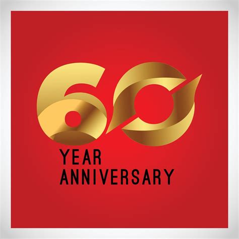 60 Year Anniversary Logo Vector Template Design Illustration Color