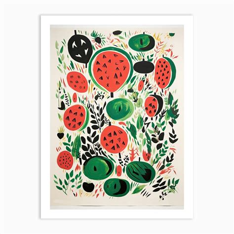 Watermelon Fruit Drawing 4 Art Print by Colourful Harvest - Fy