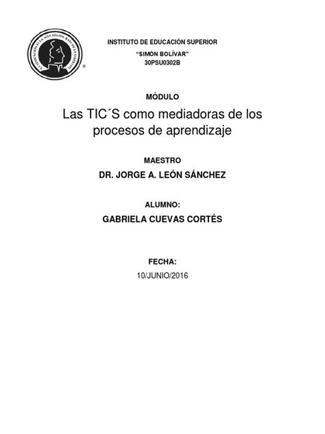 PDF Las Tic S Como Mediadoras En Los Procesos De Aprendizaje