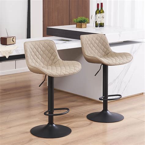 Youtaste Khaki Bar Stools Set Of Adjustable Counter Height Barstools